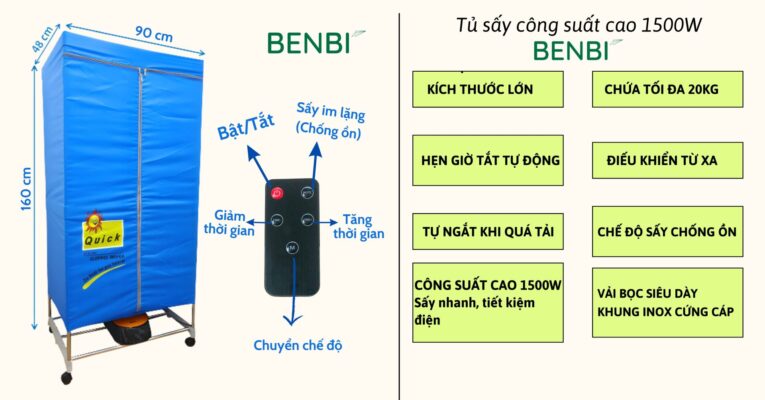 Hướng dẫn sử dụng tủ sấy quần áo Benbi (Nguồn: benbi.vn)